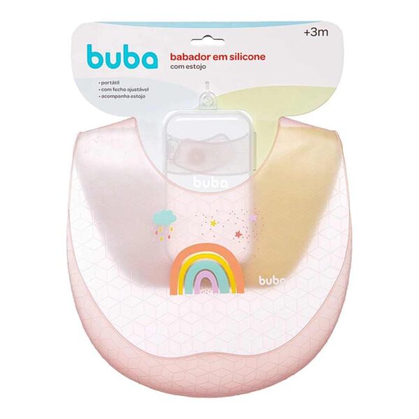 Babador em silicone com estojo Arco-íris - Buba