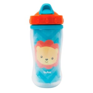 Copo parede dupla com canudo animal Fun - Leão