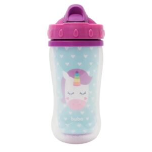 Copo com canudo infantil parede dupla animal Fun - Unicórnio