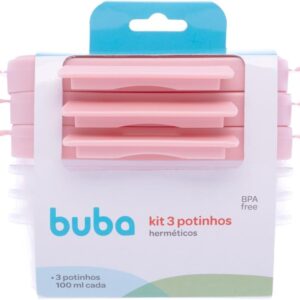 Kit 3 potinhos herméticos rosa - Buba