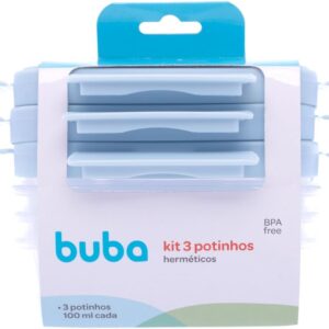 Kit 3 potinhos herméticos Azul - Buba