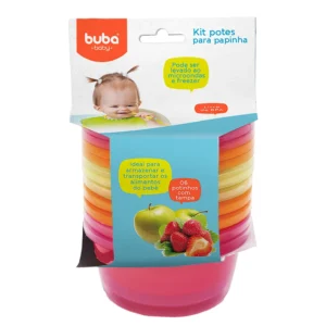 Kit com 6 potes para papinha com tampa - Buba