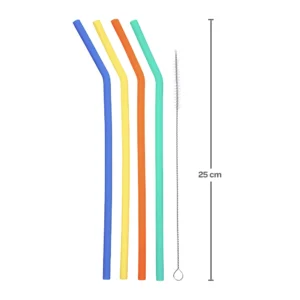 Kit de canudos em silicone colorido - Buba