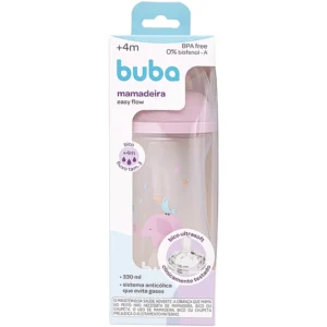 Mamadeira Easy Flow Elefante rosa 330ml - Buba