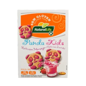 Biscoito Panda Kids Natural Life - Sabor Leite com morango (sem glúten e sem Lactose - 100g)