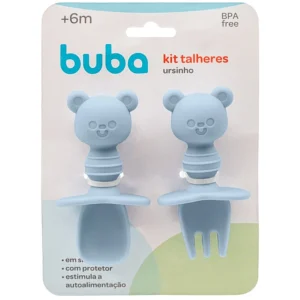 Kit Talher de Treinamento em Silicone Ursinho Azul (6m+) - Buba