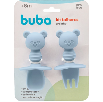 Kit Talher de Treinamento em Silicone Ursinho Azul (6m+) – Buba